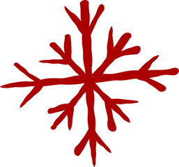 Hand-Drawn Whimsical Red Snowflake