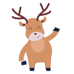 Cute reindeer animal flat