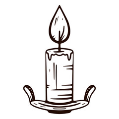 Old candle hand drawn