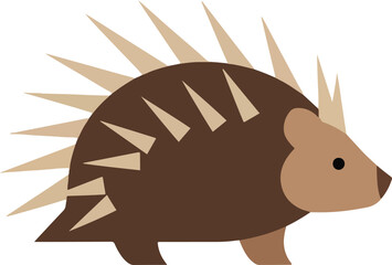 Stylized illustration of a brown hedgehog with beige quills against a white background
