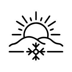 Winter Sun and Snow Icon A Symbol of Cold Weather and Sunshine.