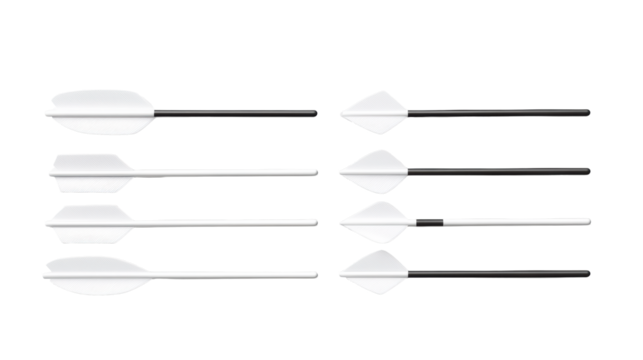 Set of Black and White Arrows on Transparent Background