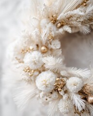 Naklejka premium Christmas Wreath with Soft Bokeh Lights