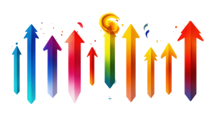 Colorful Arrows on Transparent Background