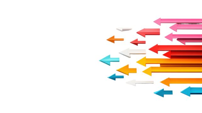 Colorful arrows in various directions on transparent background - Powered by Adobe