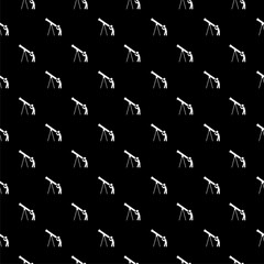 Fototapeta premium Man Looking Through Telescope seamless pattern isolated on black background