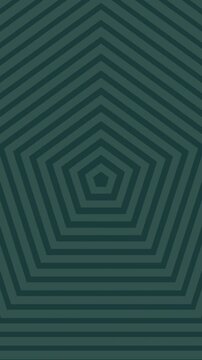 A hypnotic geometric illusion formed by repeating pentagonal lines arranged concentrically on a dark slate gray background. The layered linear shapes create a depth-shifting visual effect.