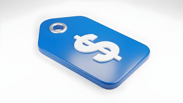 Price tag 3d rendered icon illustration blue