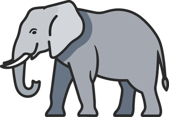 Fototapeta premium Stylized illustration of a gray elephant in profile view