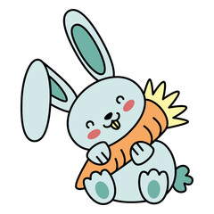 Cute happy rabbit carrot flat