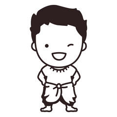 Cute thai man character stroke