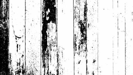Distressed weathered wooden planks grunge texture black and white overlay Vector, illustration