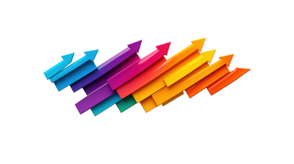 Colorful Arrows on Transparent Background