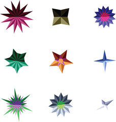 Colorful abstract stars geometric shapes various styles graphic resources design elements