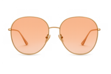 Aviator style sunglasses with golden frames and gradient orange lenses, a summer fashion accessory on transparent background