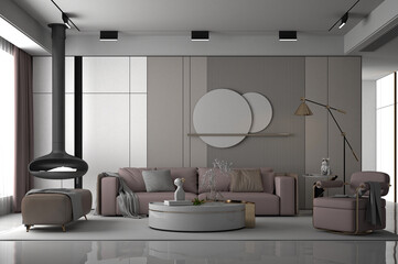 3d render living room