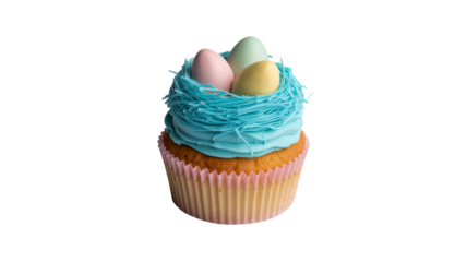 Cupcake with Egg Candies for Spring Dessert Pastry Sweet Treat Sugar Icing Gourmet Tasty Snack Bakery Product Festive Celebration Holiday Gift