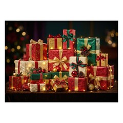 Abundant Holiday Gifts with Twinkling Lights