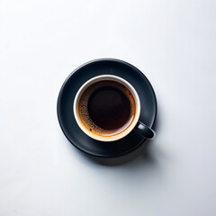 Hot black coffee on white surface