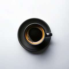Hot black coffee on white surface