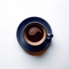 Hot black coffee on white surface
