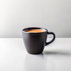 Hot black coffee on white surface