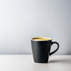 Hot black coffee on white surface