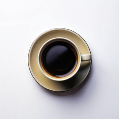Hot black coffee on white surface