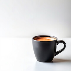Top view of black coffee on white background