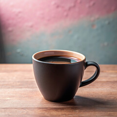 cup of coffee on wooden table