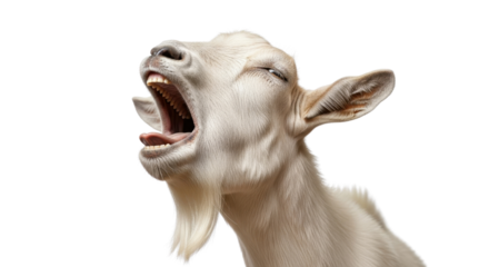 Close-up of Screaming Goat isolated PNG with Transparent Background