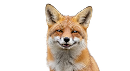 Fototapeta premium Smiling Red Fox Close-Up Portrait isolated PNG with Transparent Background
