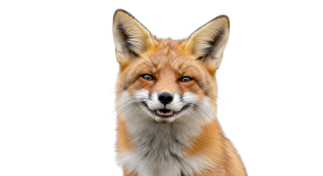 Smiling Red Fox Close-Up Portrait isolated PNG with Transparent Background - Powered by Adobe