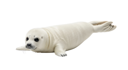Young harbor seal pup resting isolated PNG with Transparent Background