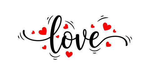 Valentine day lettering, Love text typography