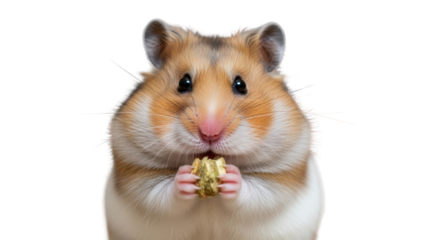 Hamster holding food with its paws isolated PNG with Transparent Background