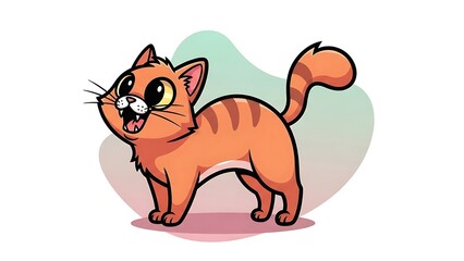 Obraz premium Cute cartoon orange tabby cat with big eyes and a playful expression