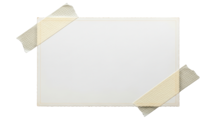 Blank notecard with masking tape isolated PNG with Transparent Background