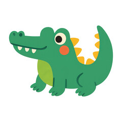 Obraz premium PNG Cute cartoon crocodile illustration.