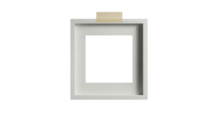 Blank white frame mockup taped to the wall isolated PNG with Transparent Background