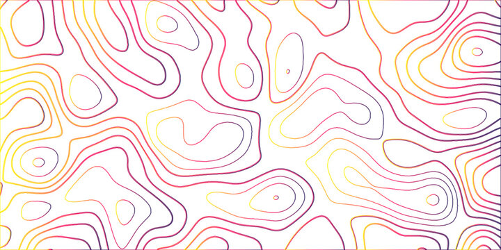 Topographic canyon geometric map relief texture with curved layers and shadow .Abstract geometric topographic contour map background. Panorama view gradient multicolor wave curve