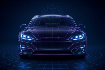Futuristic car design with sleek lines and glowing accents, showcasing advanced technology and innovation in automotive engineering, perfect for modern transportation concepts