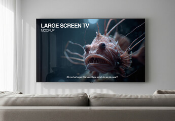 Television screen in living room mockup