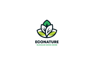 Econature Brand Logo Design with Green and White Leaf Symbol