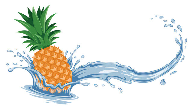 Pineapple fruit with water splash effect on light blue color for tropical healthy food and refreshment concept exotic juicy fresh summer diet vitamin - Powered by Adobe