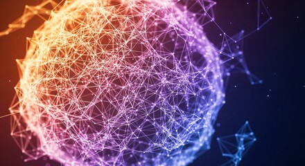 Abstract network sphere with interconnected lines and nodes.