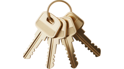 Set of keys attached to ring for everyday carry and security solution personal property access metal object household apartment condo home safety tool open lock