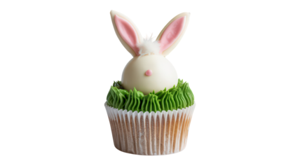 Delicious Easter Bunny Cupcake with Green Frosting and White Chocolate Ears Perfect for Spring Celebrations with Charming and Festive Design Suitable for Holiday Treats and Desserts