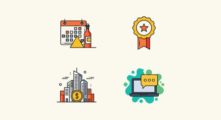 Obraz premium Vector illustration of Set of business icons flat vector design elements for website and mobile apps isolated on white background