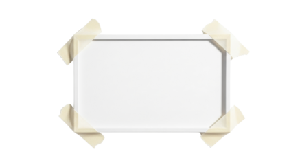 Empty white board taped to the surface isolated PNG with Transparent Background